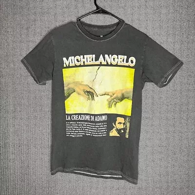 Michelangelo Tshirt Men's Small Gray Graphic Print The Creation Of Adam Casual  • $17.70