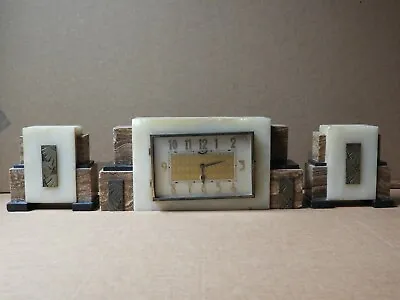 Large 3-piece Marble Mantel Clock...as Is • $40