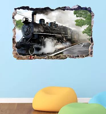 Old Train Smashed 3D Wall Decal Wallpaper Mural Sticker Decor Art Vinyl DA178 • $49.95