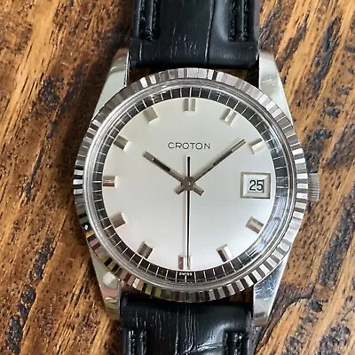 Vintage Croton Fluted Bezel Automatic Stainless Steel Wristwatch • $199