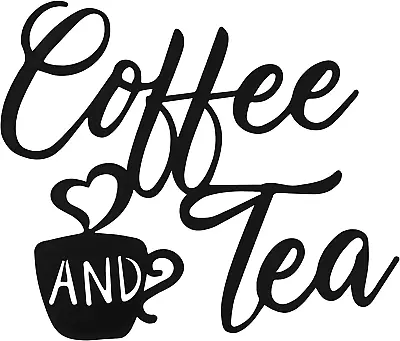 Coffee Sign And Tea Bar Metal Hanging Wall Art 12 X 10.2 Inch Black Cup Decor Le • $14.99