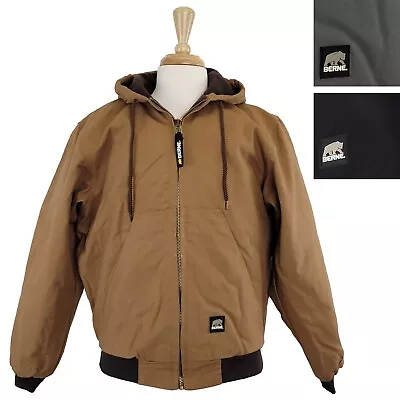 Berne Men's Hooded Jacket Duck Canvas Tricot Lined Active Work Coat 5-Pockets • $44.99