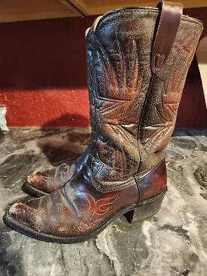 Mens Vintage Distressed Cowboy Boots • $22