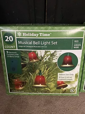 Vintage Retired Holiday Time Christmas Bell Light Set 20 Bells Red • $35