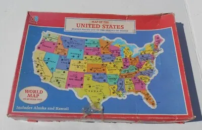 Vintage Milton Bradley Authentic United States Map Puzzle  • $14.99