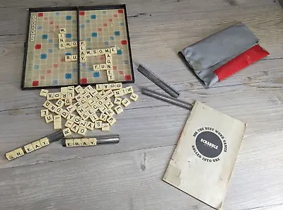 Magnetic Travel SCRABBLE Folding Board W/Letter Pieces & InstructionS 1954 • £16.87