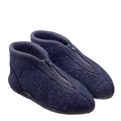 Haflinger Slipper Zipper Blue Ankle Slipper With Zipper • £59.02