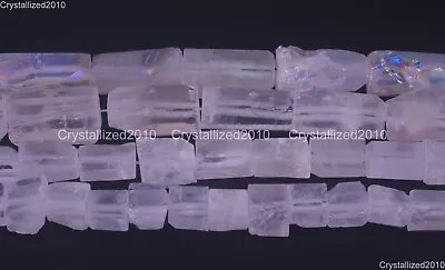 Faceted Natural Gemstone Clear Quartz Crystal Rock Tube Beads 10mm 15mm 25mm 16  • £16.73