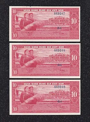 South Viet-Nam - 1962 - P5 - 10 Dong - X 3 Consecutive - UNC. • $7.77