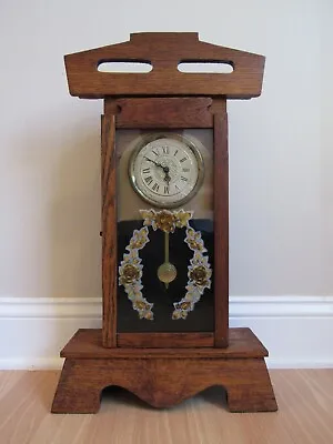 RARE Antique NEW HAVEN Clock OAK Mantel Pendulum Electric Mission WORKS! • $228.99