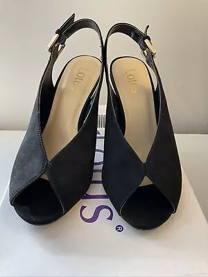 Lotus Black Peep Toe Slingback Suede Shoes Size 4  Excellent Condition • £5