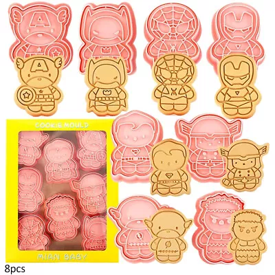 8Pcs Marvel Avenger Superhero Cookie Biscuit Cutters Mold Cake Fondant DIY Mould • $14