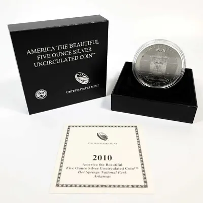 2010 P Hot Springs Park  5oz Silver America The Beautiful Uncirculated -NP1 #75 • $199