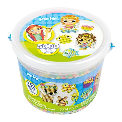 Tub Of 5000 Perler Fuse Beads Board Iron Kids Craft Set Fairy Princess Animals • £8.95