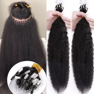 1G/S Thick Micro Loop Ring Real Virgin Human Hair Extensions I Tip Beads 100g US • $59.51