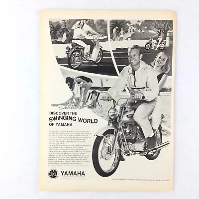 YAMAHA Motorcycle Vintage 1966 PRINT AD Twin Jet 100 Sportcycle Couple Riding • $10.99