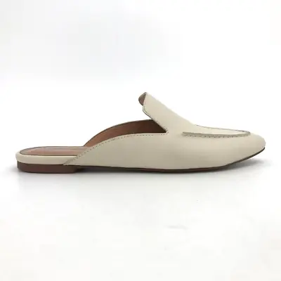 Madewell Womens Frances Skimmer Mule Flat Shoes Ivory Leather Slip On Pointed 7 • $24.99