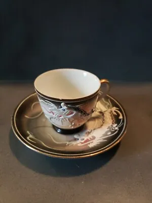 Vintage Japan Moriage Dragonware Demitasse Tea Cup & Saucer • $16