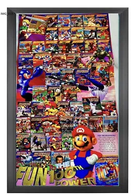 Authentic Vtg 22x11 Framed Nintendo Poster Nintendo Power 100 Mario Zelda • £120.52