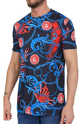 Men's Versace T Shirt Short Sleeve Blue & Black  Big & Tall  America All Size • $59.01