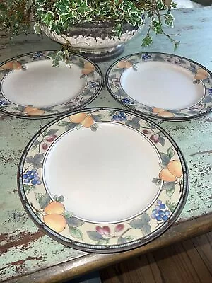 Set Of 3 Mikasa Intaglio Garden Harvest Dinner Plates 11  Diameter CAC29 • $21.99