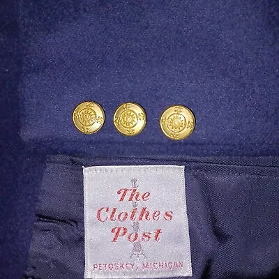 Clothes Post Blazer Mens 38S Blue Suit Jacket Sport Coat Gold Buttons VINTAGE • $29.99