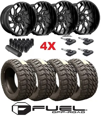22x10 Fuel Runner Gloss Black Milled Wheels Rims 33 12.50 22 Tires Mt Mud Set • $3195