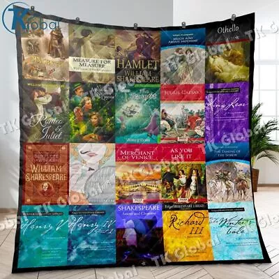 William Shakespeare Quilt William Shakespeare Books Quilt Blanket • $59.95