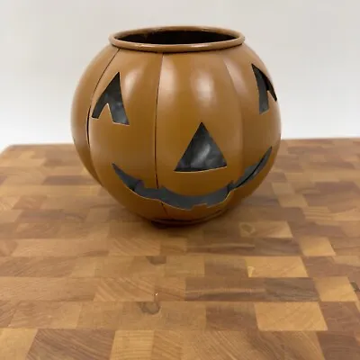 Pottery Barn Orange Metal Jack O Lantern Pumpkin Halloween 5  Mini Scuffed NWOB • $39.95
