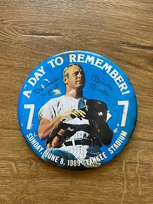 Mickey Mantle June 8 1969 Yankee Stadium Pin - Rough Condition • $8