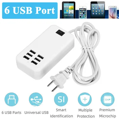 6 Port USB Hub Fast Wall Charger Station Multi-Function AC Power Adapter Desktop • $7.99