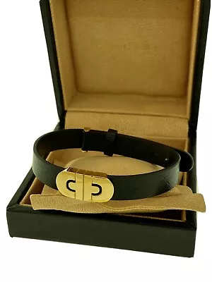 $575 • Buy Bvlgari Parentesi Yellow Gold & Leather Bracelet BR853670 340592 Brand New