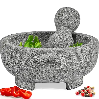 Molcajete Mexican Piedra Natural Stone Lava Mortar&Pestle Set Guacamole Maker 8  • $37.17