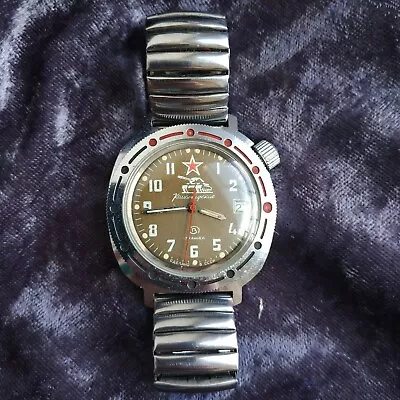 Man Watch Komandirskie Tank 17 Jewels Vostok USSR Metal Strap • $89.99