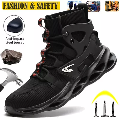 Mens Sneakers Work Safety Shoes Steel Toe Cap Indestructible Boots Breathable US • $45.56