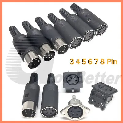DIN Connectors Plug Sockets Male Female 3 4 5 6 7 8 Pin Solder Panel Mount • $2.75