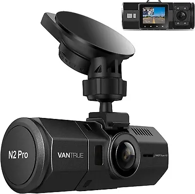 $250.10 • Buy Vantrue N2 Pro Three Way Dash Cam, Dual 4k+1080P, Front Inside And Rear
