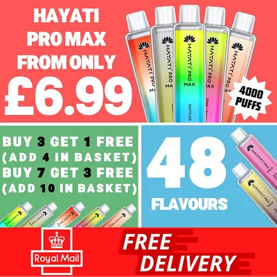 Hayati Crystal Pro Max 4000 Puff Disposable Vape | 4000 Puffs | Nicotine Free 0% • £9.89