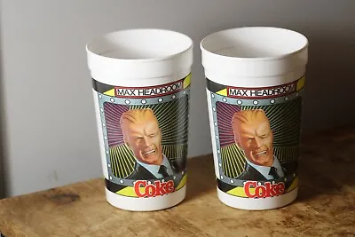 2 Vintage Coca Cola Coke Max Headroom Plastic Advertising Cups-New • $14.99