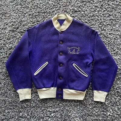 Vintage 1940s University Of Portland Chainstitched Wool Varsity Jacket Size 40 • $500