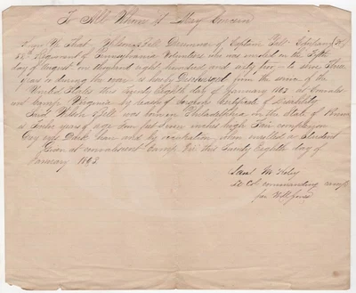 $2249.98 • Buy Civil War Drummer Boy 88th Pennsylvania Infantry Medical Discharge Letter 1863