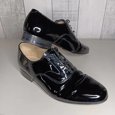 £32.99 • Buy Mens Sanders Andy Oxford Dress Shoes Size 8 Lace Up Polished Gloss Leather Smart