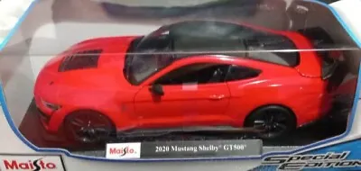 MAISTO 1:18 Scale  2020 Ford Mustang Shelby GT500 In Red - Diecast Model Car. • £29.99