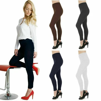 £3.77 • Buy Womens Full Length Cotton Leggings Plus Size 8 10 12 14 16 18 20 22 26 28 30