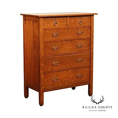 Stickley Brothers Antique Mission Oak Tall Chest Of Drawers • $2395