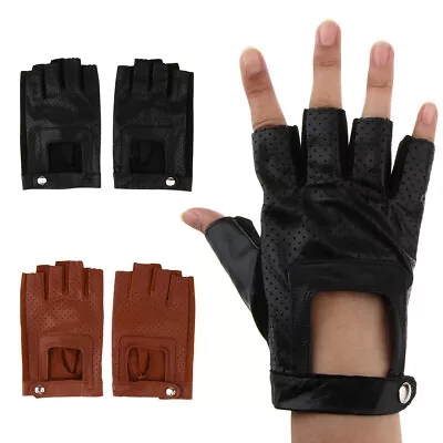 Leather Fingerless Gloves Bikers Gym Driving Cycling Wheelchair Users Unisex • $23.30