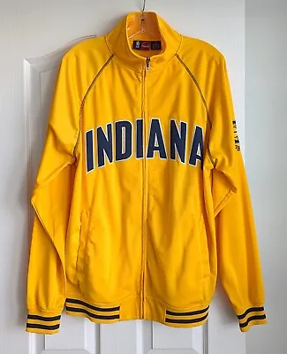 Majestic NBA Indiana Pacers Yellow & Blue Full Zip Warm-Up Jacket Sz Medium Tall • $39.99