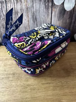 VERA BRADLEY Jewelry Case Small Travel Bag Zip Around African Violet Quilted • $10.80