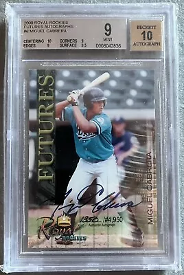 2000 Royal Rookies Miguel Cabrera Auto RC /4950  BGS 9 -  .5 Away From Gem Mint! • $475