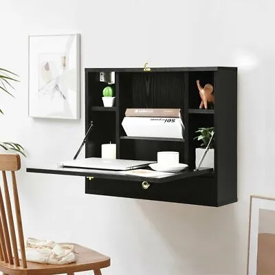 Wall Mounted Wooden Cabinet With Drop Down Desk • £76.99